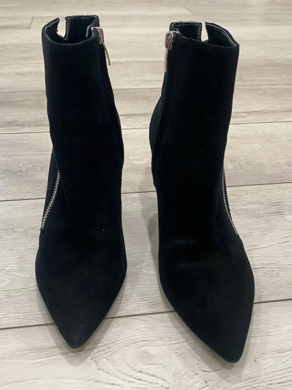 Nine West WNFAST Ankle Boots Pointed Toe Side Zip Black Suede Size 6M